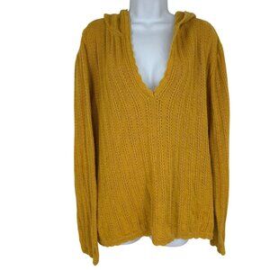 Lane Bryant Mustard Yellow Knit Hooded Pullover Sweater Women's Plus Size 22/24
